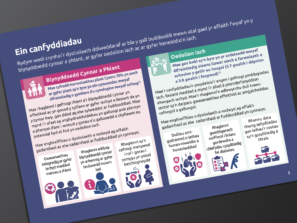 Infographics higlighting interventions in Early Years and Children and Health Adults